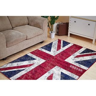 英國旗 比利時絲毯 超纖維瞬吸水植絨地墊 英倫風地毯 餐廳地毯 餐桌地毯 大廳地毯 床尾毯 書房地毯 超薄地墊