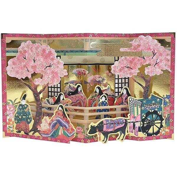 日本和風3d春天櫻花立體賀卡燙金屏風平安時代擺件畢業季生日卡片 蝦皮購物