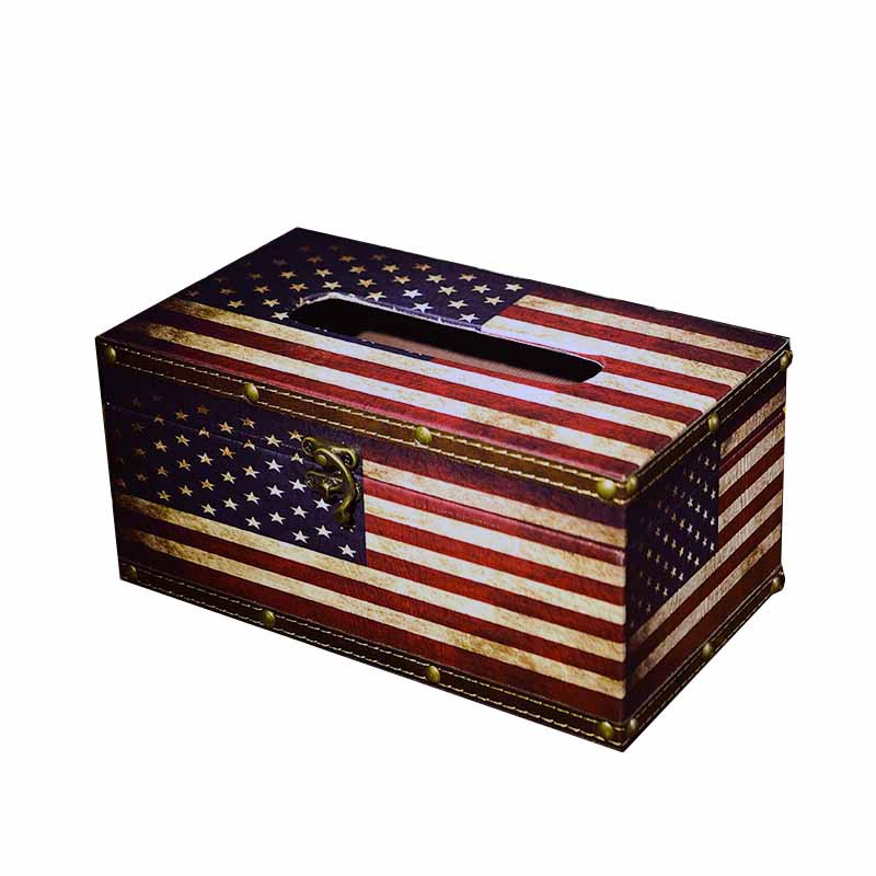 復古美國國旗面紙盒- qgarden - 收納 - 獨家-民宿佈置-工業風-LOFT