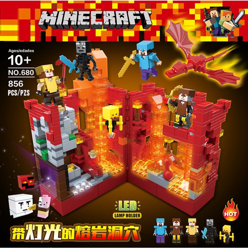 台灣現貨當個創世神minecraft 麥塊我的世界第三方周邊發光積木熔岩洞穴暗影之城岩石礦洞末影龍 蝦皮購物