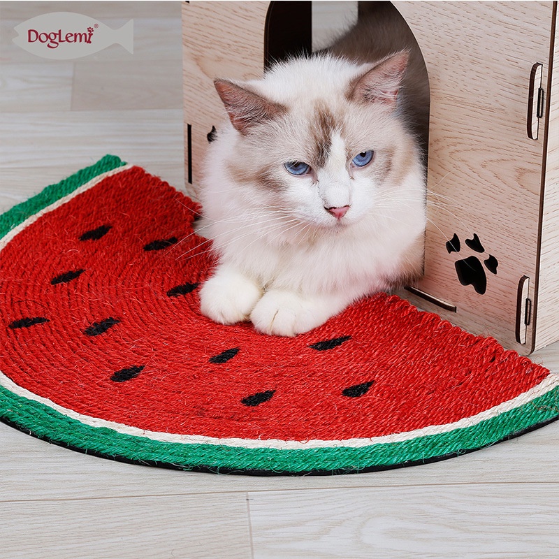 【萌趣寵物用品】貓抓板天然劍麻耐抓貓抓毯 貓咪磨爪西瓜玩具貓咪用品劍麻地毯