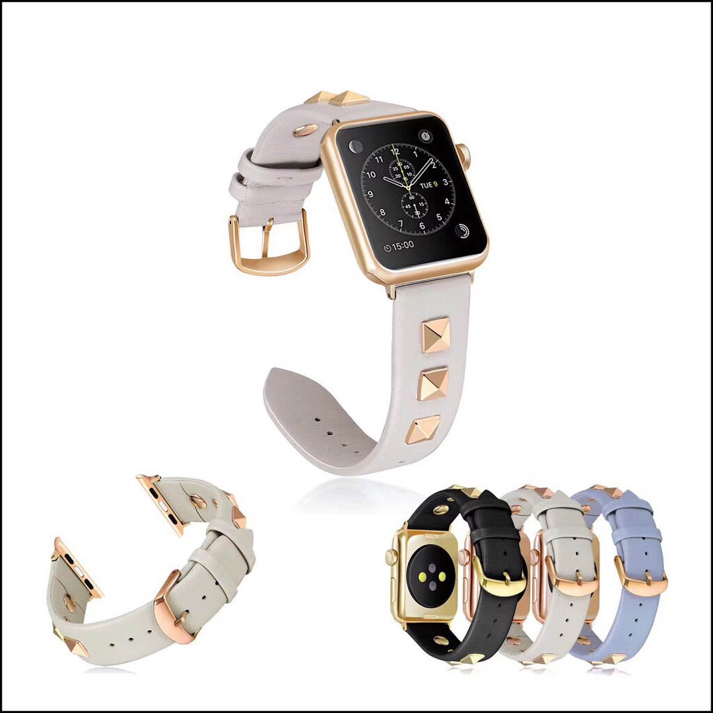 【愛德】蘋果手錶錶帶Apple Watch 5 4 3 2 1代錶帶 牛皮铆钉錶帶 運動錶帶42/40/38/44mm
