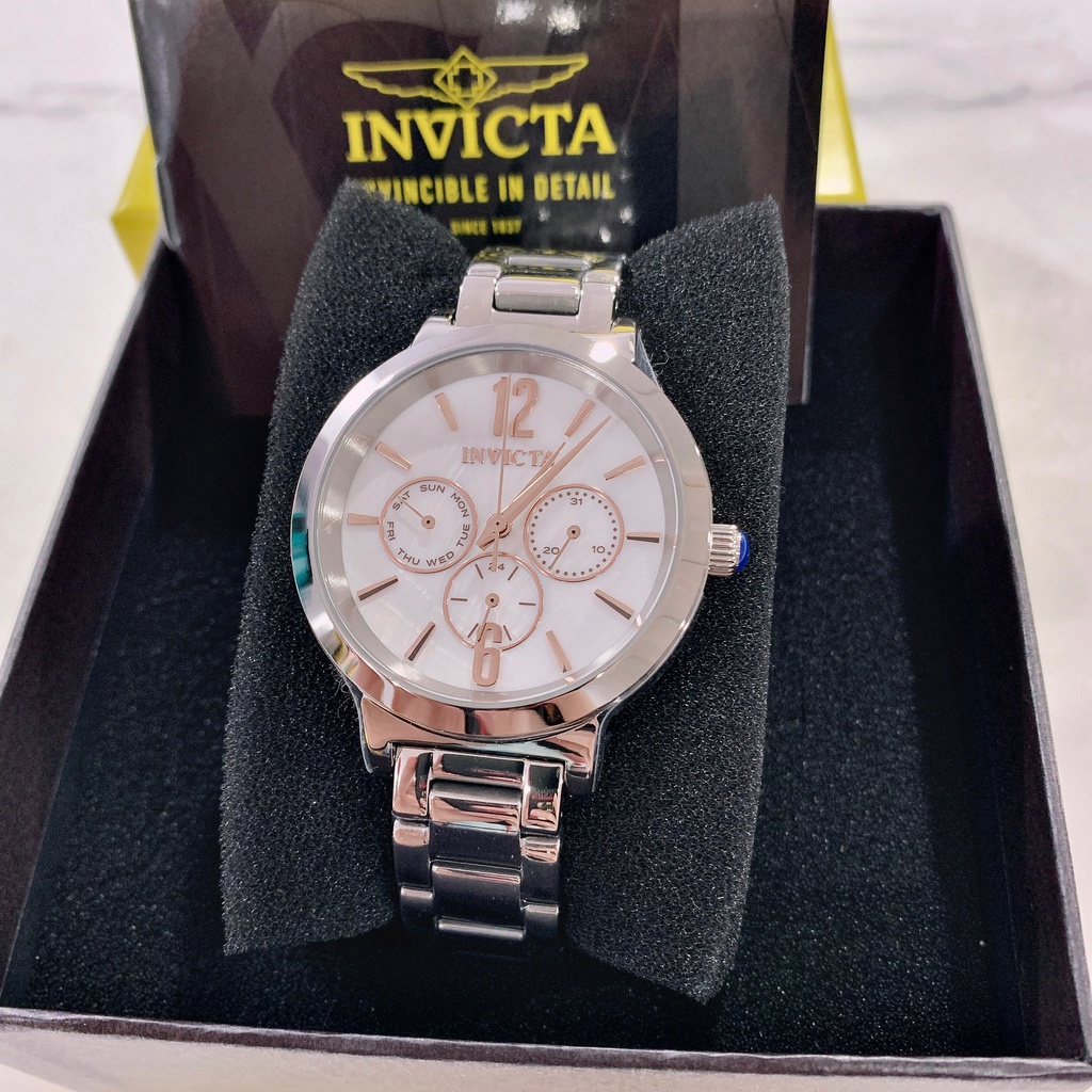 (Little bee小蜜蜂精品)INVICTA 英威塔 真三眼功能鋼錶 石英款女錶