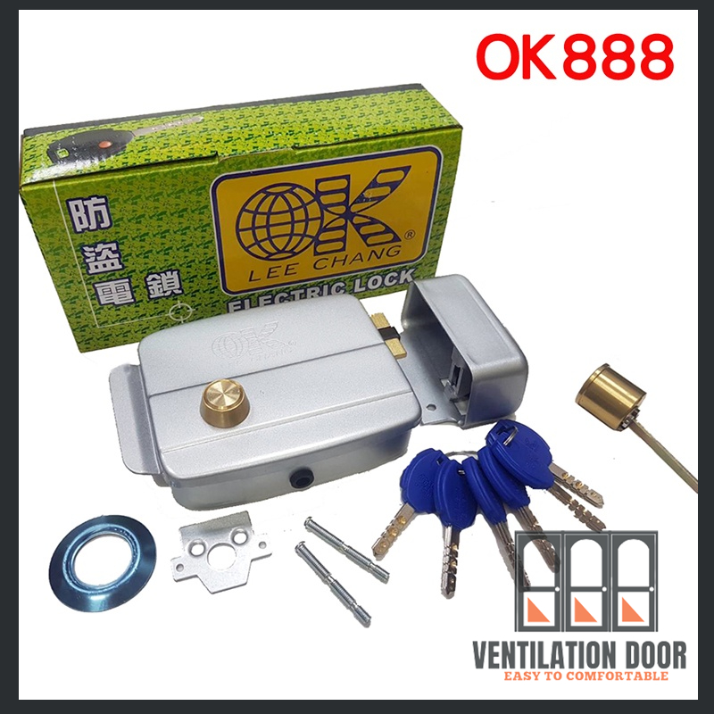 【機械鎖】OK888-1 / DE-BIRD-1 電鍍電鎖(正) 電鍍銀 附螺絲鑰匙*6 鐵門鎖 機械鎖 替代OK688