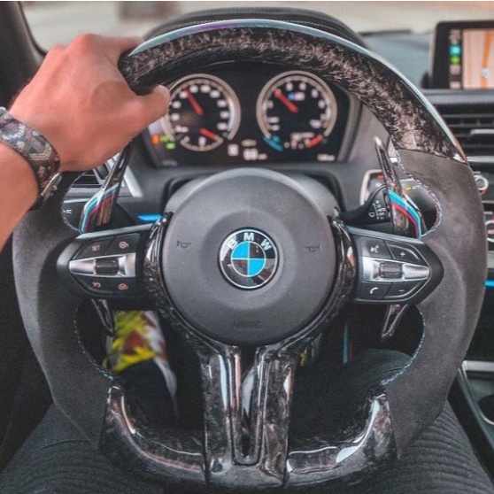 【Mr.car】BMW 客製化 LED 超轉燈 碳纖維 麂皮 方向盤
