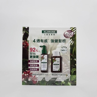 KLORANE 蔻蘿蘭植萃養髮強韌精華液100ml+蔻蘿蘭養髮強韌洗髮精100ml 促銷組合