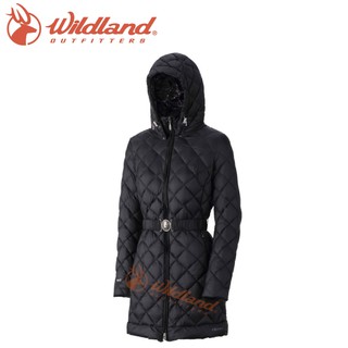 【Wildland 荒野 女款 輕量四層700FP中長羽絨衣 黑色】0A32101/連帽外套/羽絨外套/保暖外/悠遊山水