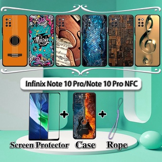 2 合 1 Infinix Note 10 Pro Note 10 Pro NFC 外殼帶鋼化玻璃曲面陶瓷螢幕保護膜音樂
