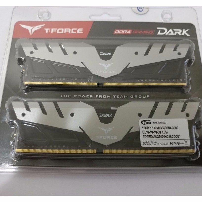 【Team 十銓】T-Force DARK 8GX2 DDR4 3000 電競記憶體(灰) (全新未拆)