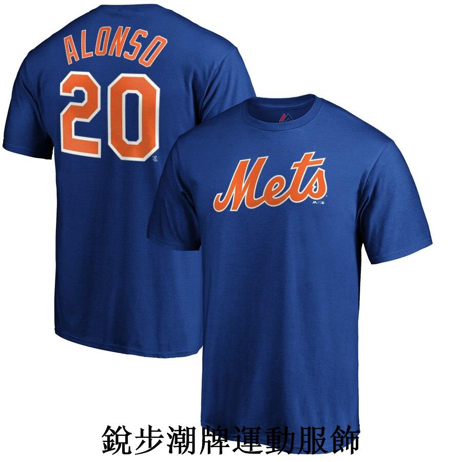 新款MLB 美國職業棒球聯盟 Mets 紐約大都會隊 球員版純棉短袖上衣T恤NBA MLB 運動短袖