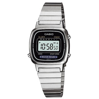 【CASIO】時尚質感優雅不鏽鋼電子腕錶-黑面(LA-670WA-1)正版宏崑公司貨