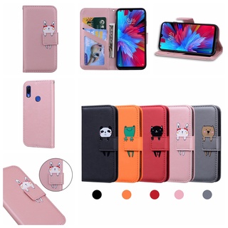 卡通動物 翻蓋皮套 小米 紅米Note 7 錢包款手機殼 紅米Note7 Pro 掀蓋保護殼 支架插卡 可愛 磁釦手機套
