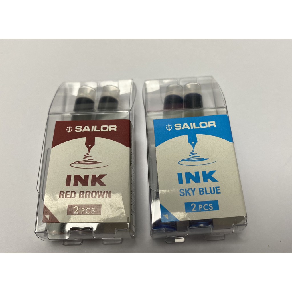 日本製 寫樂 Sailor 卡式墨水管 日用色系卡水 鋼筆墨水匣 紅棕色與天藍色兩款一起賣  鋼筆用墨水管