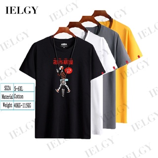 IELGY 【S-6XL】男士短袖t恤潮流休閒夏季男士半袖純棉香港時尚品牌外套寬鬆大碼