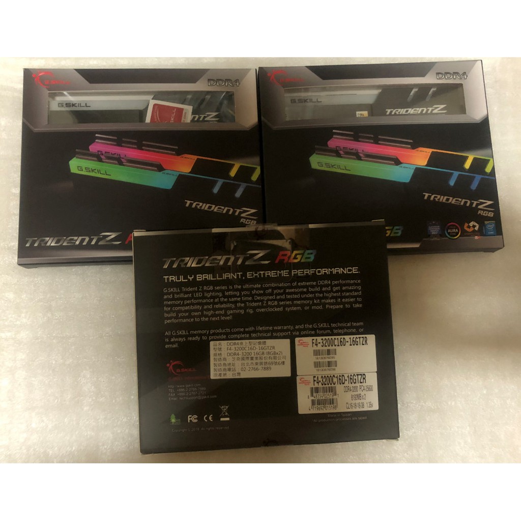 G.SKILL 芝奇 Trident Z RGB DDR4-3200 F4-3200C16D-16GTZ (8GB*2)