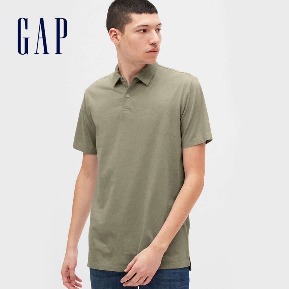 Gap 男裝 棉質素色短袖POLO衫-色拉黃綠(530908)