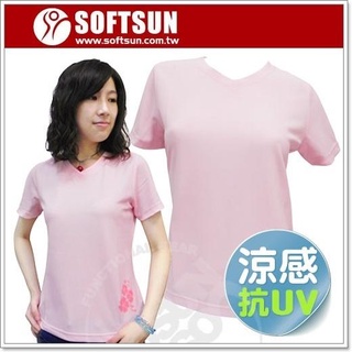 【SOFTSUN】零碼3.5折》女款短袖抗UV排汗衣.V領運動休閒衫.吸濕排汗T恤.纖細身型_0SLW2920