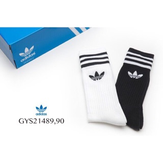 ADIDAS SOLID CREW SOCK 可單買 三入裝 三葉草 運動襪 高統 黑S21490 白S21489 男女