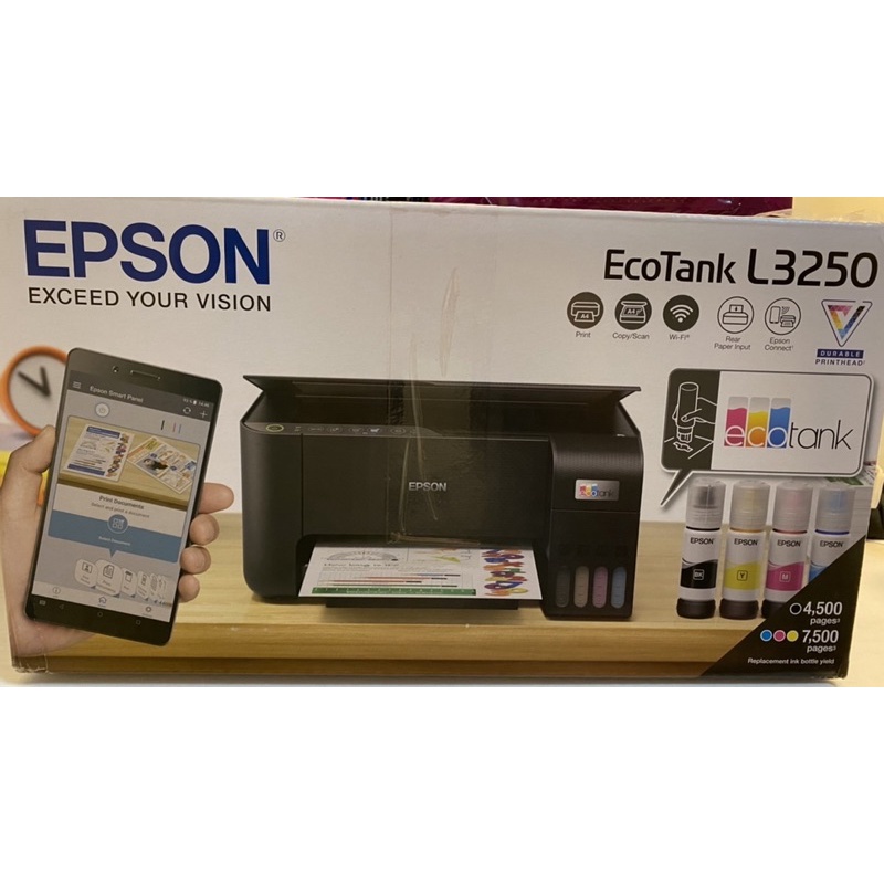 💜免運 附墨水 EPSON L3250 三合一Wi-Fi 智慧遙控連續供墨印表機 無線複合連供機