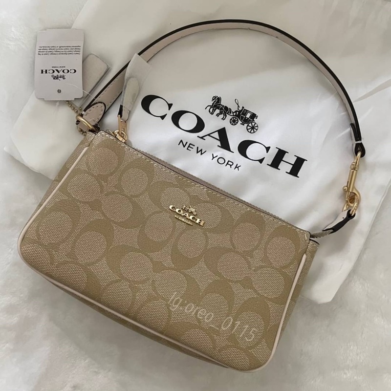 coach 卡其白logo麻將包