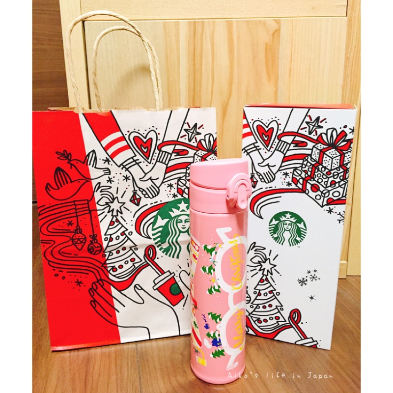 《日本星巴克》2017限定聖誕粉紅不鏽鋼保溫瓶