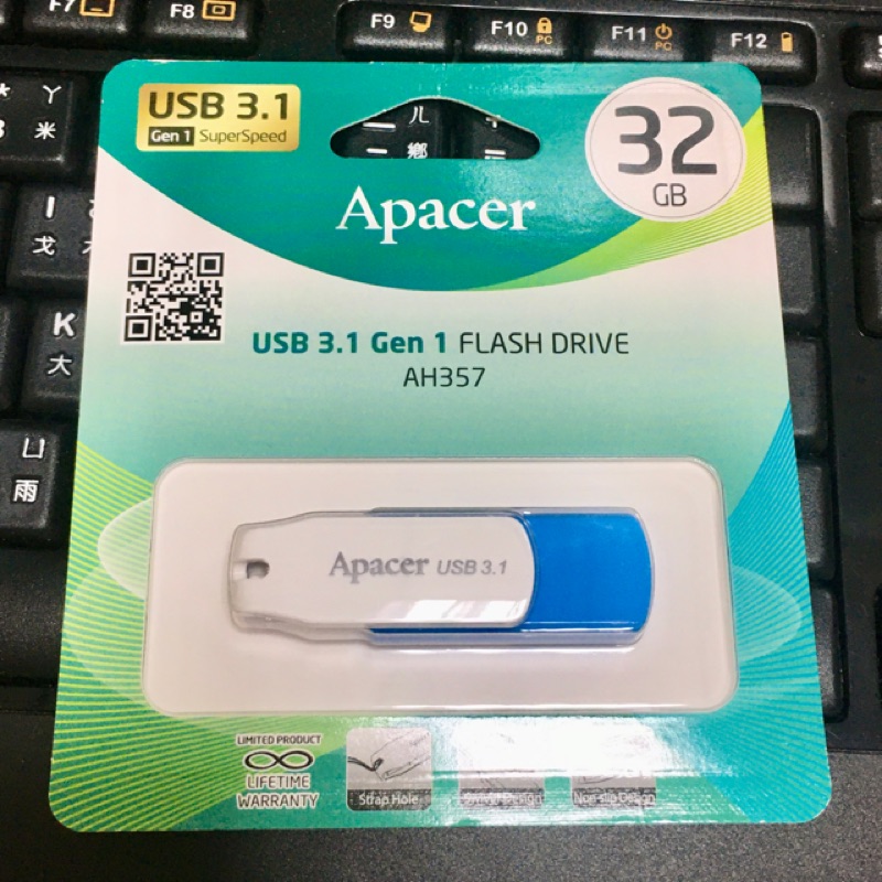全新*APACER 宇瞻 AH357 GEN1 32G 32GB USB3.1 翻轉隨身碟 白藍