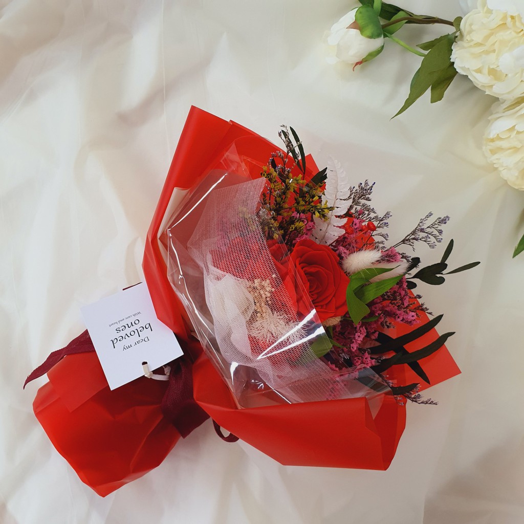 韓國鮮花花束袋 紅玫瑰無限保存盒 永生鮮花禮物 蝦皮購物