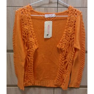 **HANI** 全新品 MINA DU 秋冬勾花橘色亮麗針織衫