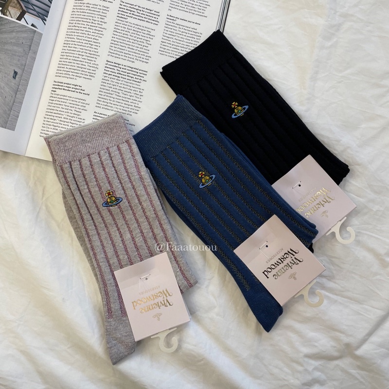 𝗼𝘂𝗼𝘂.𝗴𝗿𝗼𝗰𝗲𝗿𝘆🇯🇵 vivienne Westwood - Logo Socks 刺繡坑條 長襪 襪