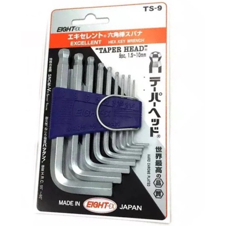 日本製 EIGHT EX 卓越系列 TS-9 白金 9支組 球型 內六角扳手 六角板手 1.5-10mm