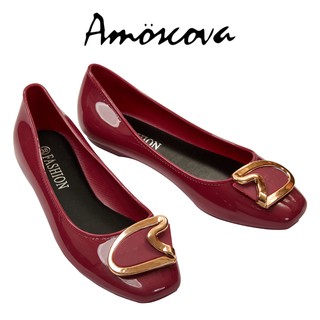【台灣現貨】【Amoscova】時尚不規則金飾防水淺口鞋318