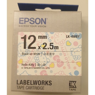 EPSON愛普生 12mm LK-4WBY 白底黑字 Kitty系列 甜心款 原廠標籤機色帶