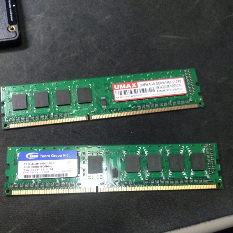 [良品]十銓 UMAX DDR3 4G 1600記憶體 單面顆粒[搭其他商品優惠價]