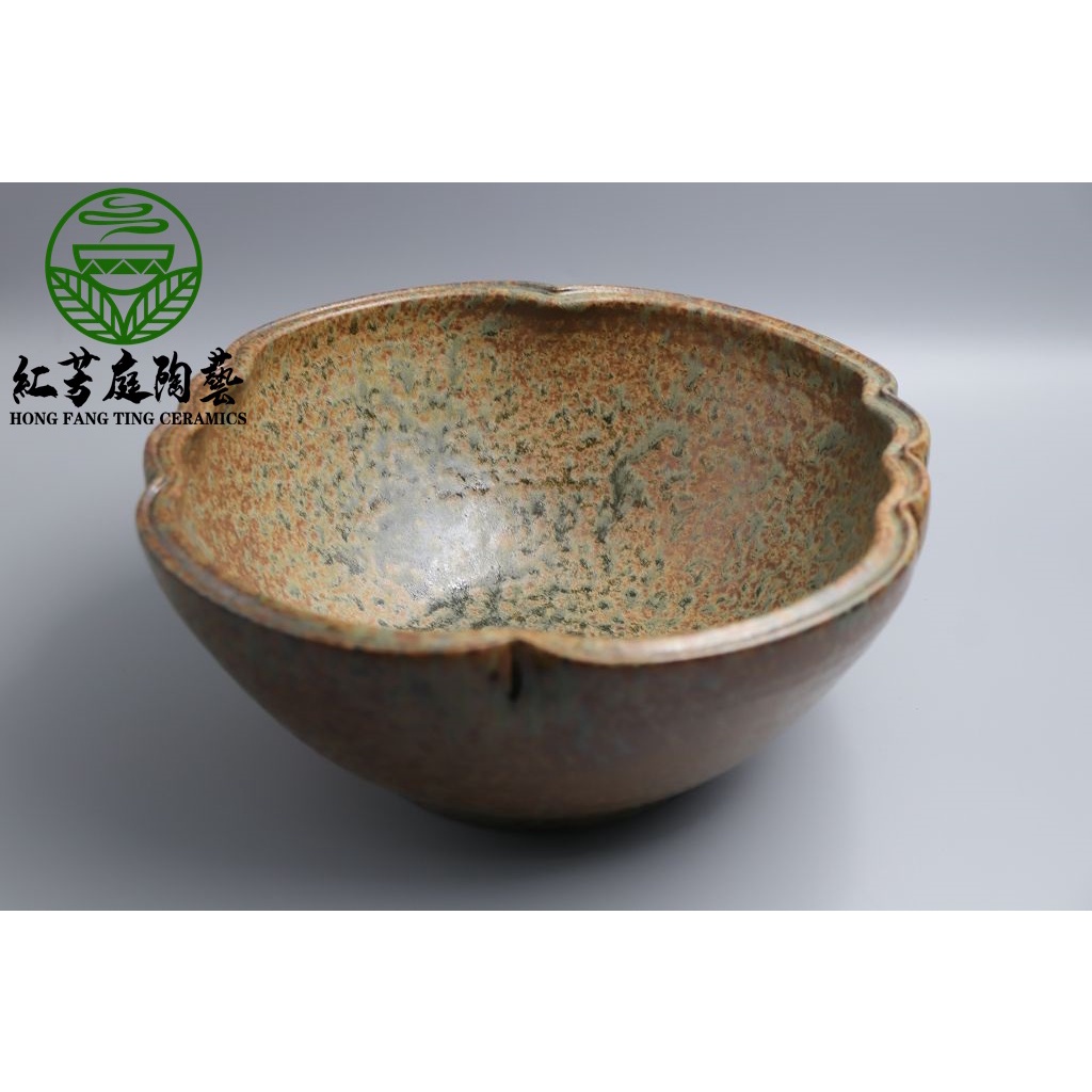 多彩建水【紅芳庭】茶孟 茶具 建水 水洗 水方 台灣手拉坏 花盆 花器 花盆 林榮華 陶藝 灰釉 柴燒 釉燒 泡茶用