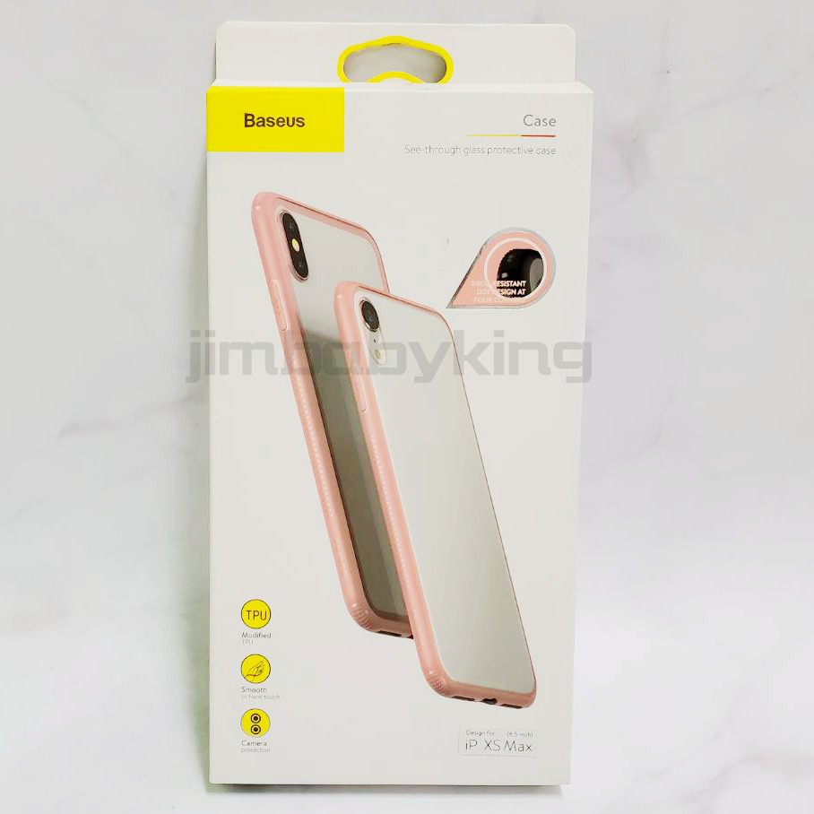 現貨全新 Baseus 倍思 原視玻璃手機保護套 iPhone Xs Max 6.5吋 粉色 防摔防刮手機殼 高雄可面交