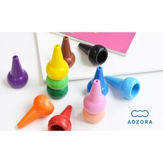 出清優惠！【AOZORA】日本 Baby Color 12色 幼童用 積木造型色筆 積木蠟筆 幼兒蠟筆 好抓握不沾手