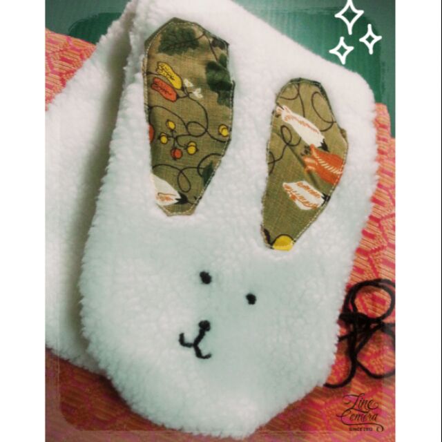 來點兔子。圍巾。手工球球兒童圍巾，和風手繡日本兔