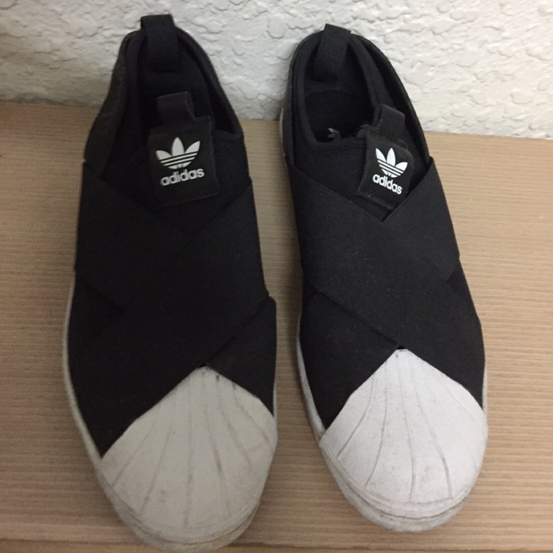 保留中，Adidas 愛迪達 superstar 黑色+白色 繃帶鞋