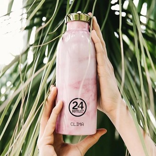 義大利 24Bottles 不鏽鋼雙層保溫瓶 500ml - 粉紅大理石(R)