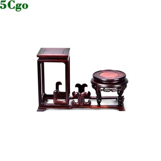 5Cgo【茗道】t598150343358 紅木工藝品寮國大紅酸枝博古架圓形奇石頭盆栽紫砂壺擺件茶壺展示架實木底座