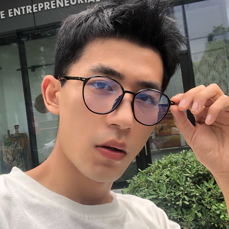 明星款 原宿復古圓形小框眼鏡男士韓版黑框防藍光輻射近視眼鏡框女潮圓臉 蝦皮購物