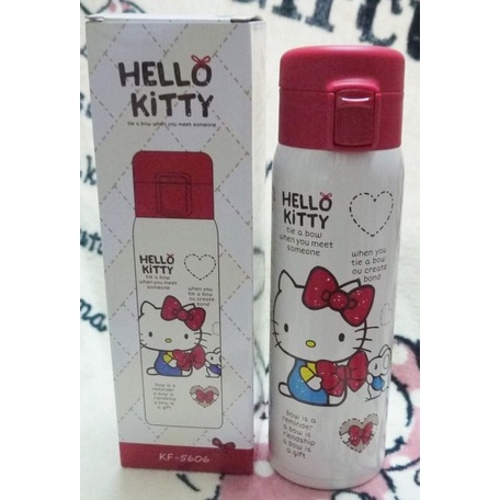 正版﹝Sanrio﹞授權※Hello Kitty凱蒂貓※【紅色瓶蓋-鎖扣造型】不銹鋼保溫瓶(480ml)