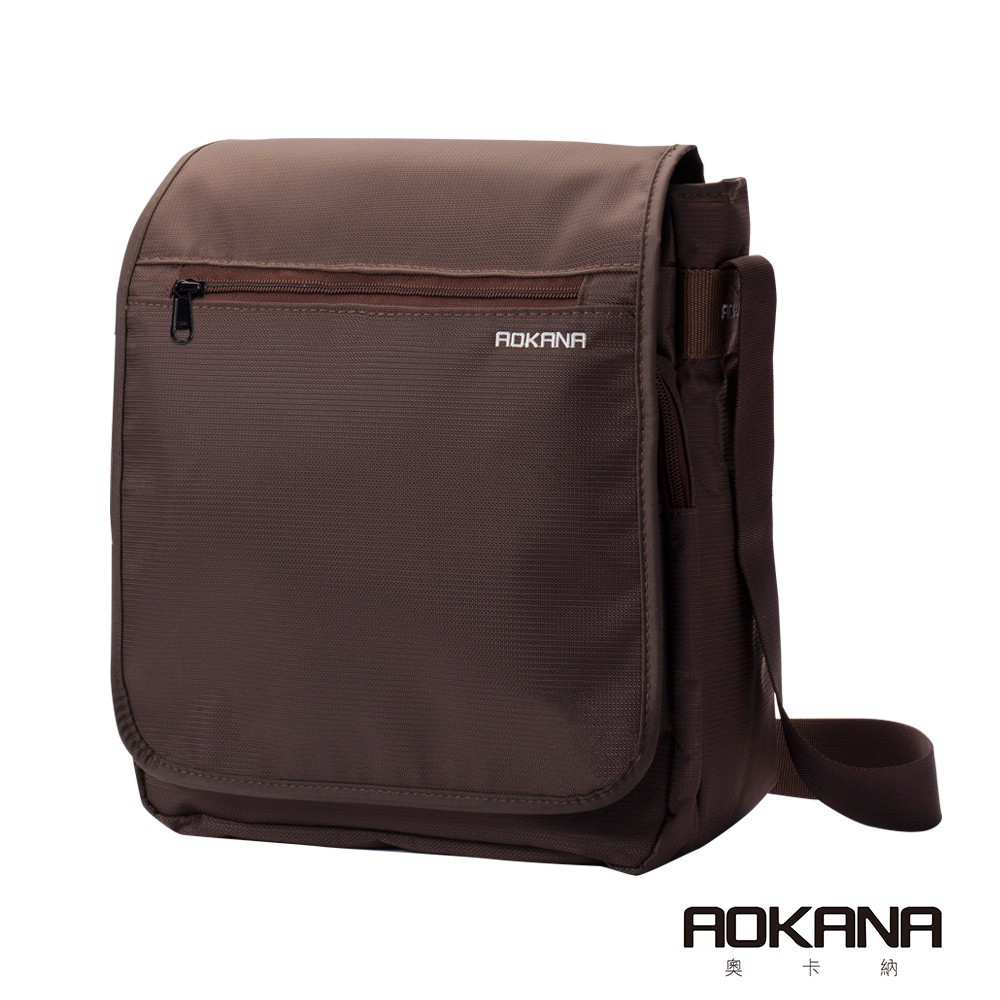 AOKANA 俐落輕巧Layers系列 輕旅防盜防潑水 中型直立式 側背包 斜背包 包包 咖啡 02-042