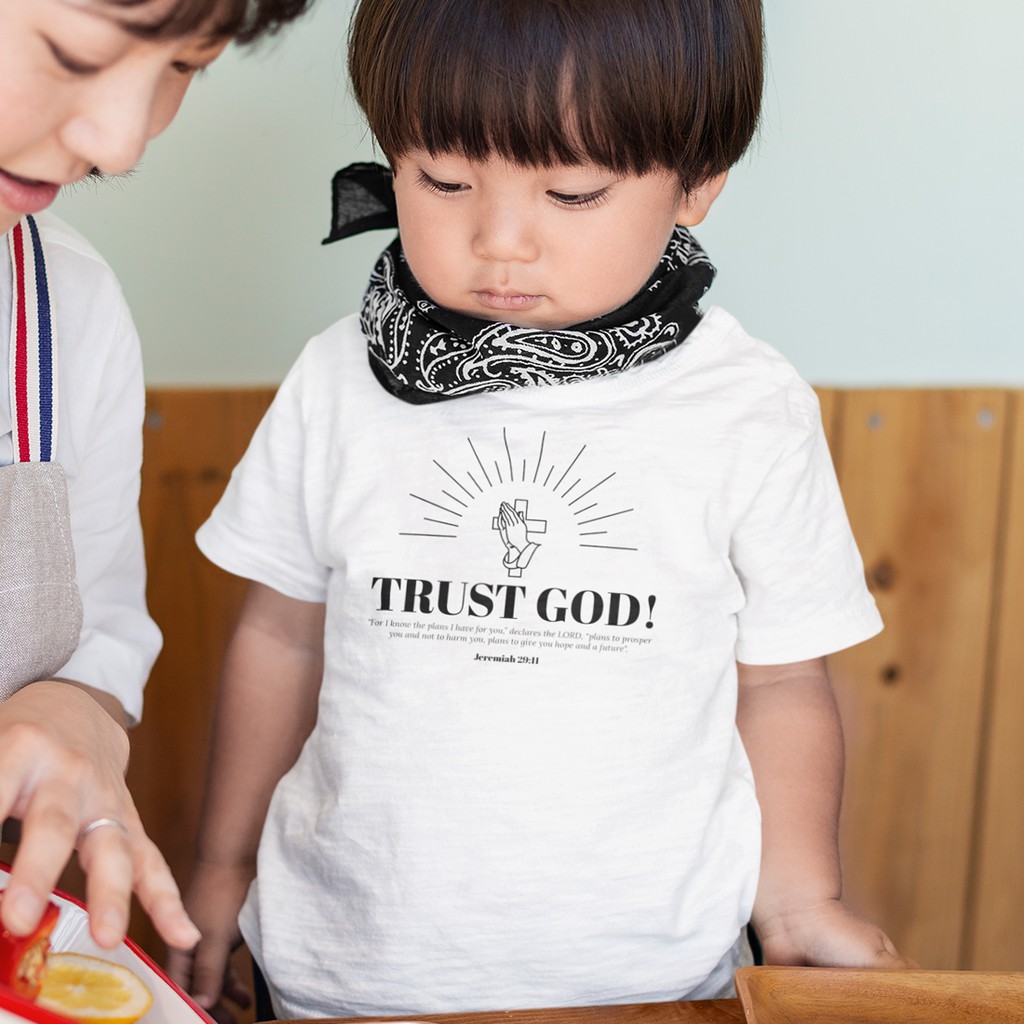 TRUST GOD 兒童短袖T恤 2色 相信上帝Jesus耶穌聖母十字架基督教天主聖經團體服禮物童裝嬰幼兒