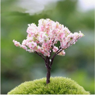 聖誕樹 仿真花櫻花樹(單入) 微景觀多肉植物苔蘚盆栽擺件 DIY花盆裝飾品 園藝造景 迷你擺件 拍攝道具
