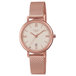【CASIO】SHEEN氣質女神風範米蘭錶帶腕錶-玫瑰金SHE-4540CGM-4A
