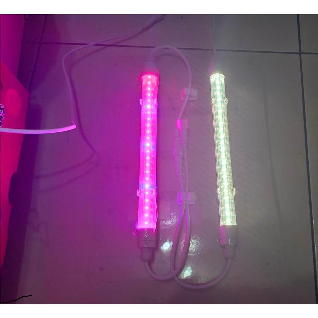 T8 1尺 LED 植物燈/防水型植物燈2隻+防水燈管專用插頭線套裝組（全光譜、紅光）