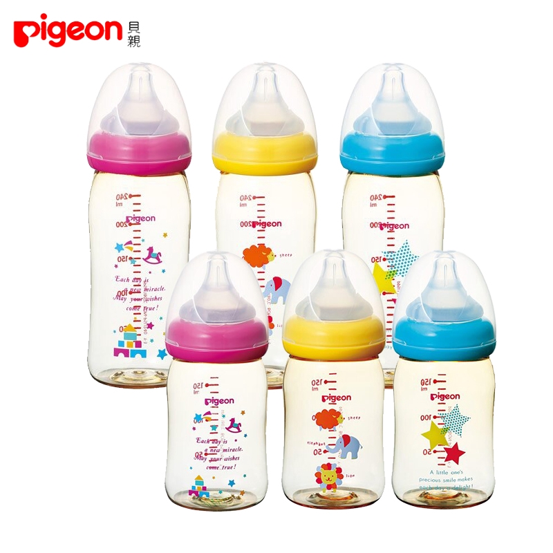 Pigeon貝親 寬口母乳實感PPSU奶瓶160ml/240ml(星星/可愛動物/木馬城堡) 米菲寶貝