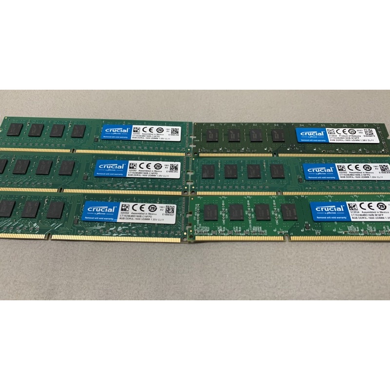 二手良品 美光Micron Crucial 桌上型記憶體 DDR3L 1600 8G 1.35V PC RAM 雙面顆粒