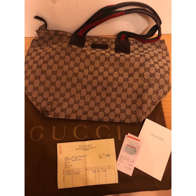 Gucci 旅行袋 購物袋 媽媽包 附防塵袋購買證明 6成新 瑕疵不介意者